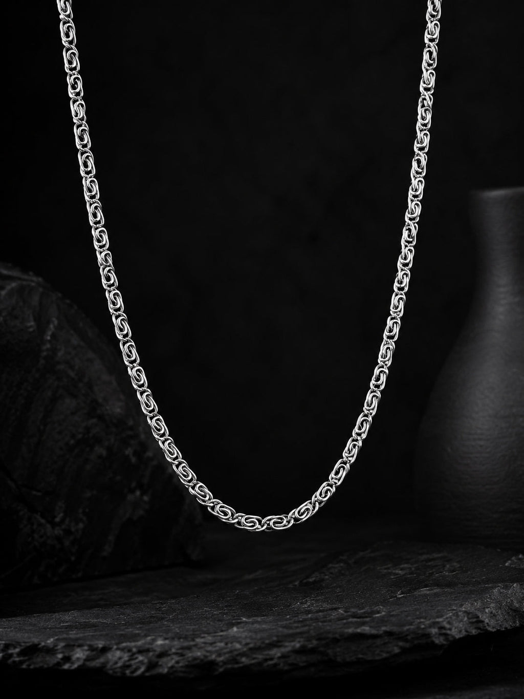 Rhodium Plating Anti Tarnish Waterproof Scroll Chain