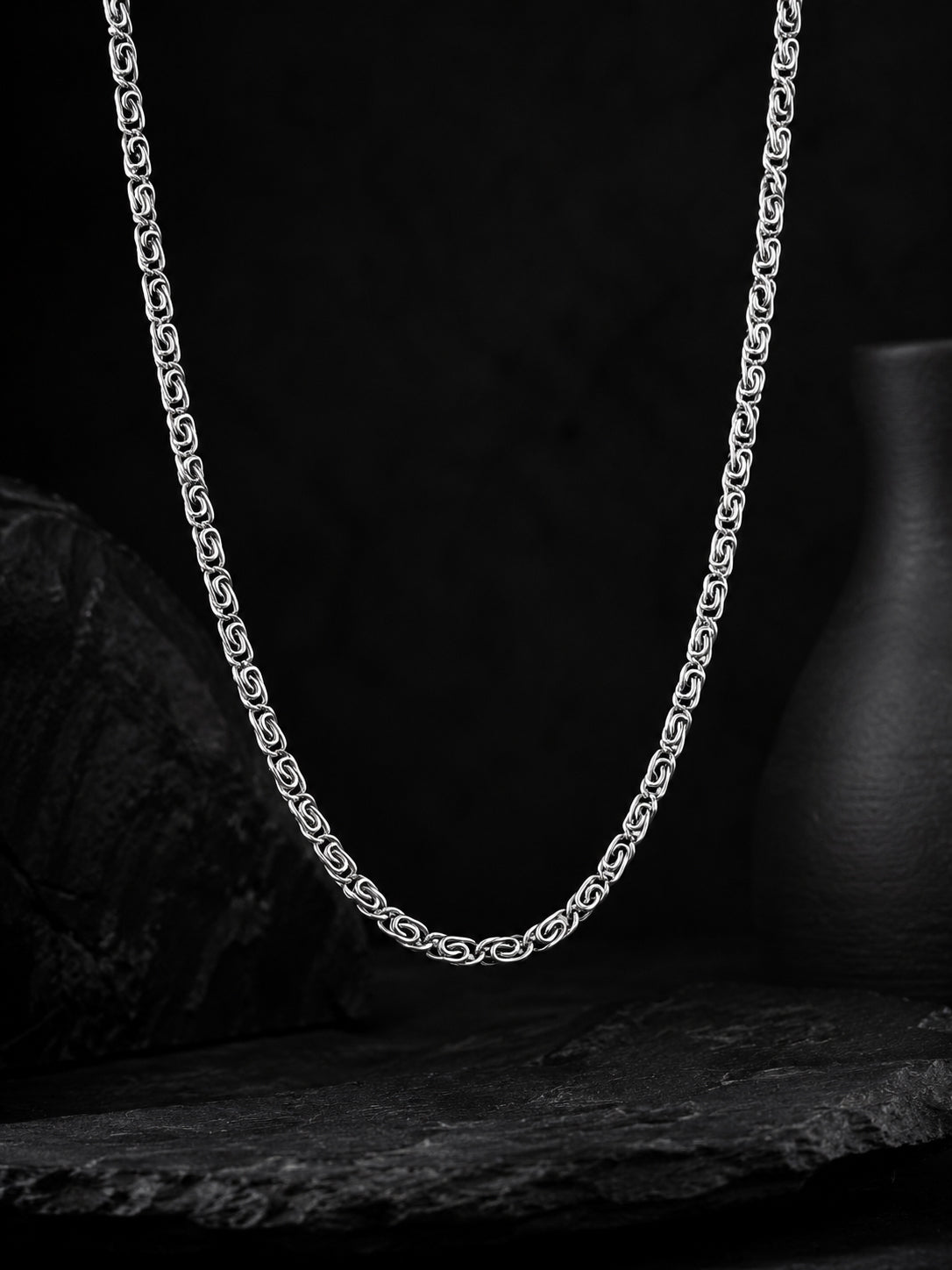 Rhodium Plating Anti Tarnish Waterproof Scroll Chain