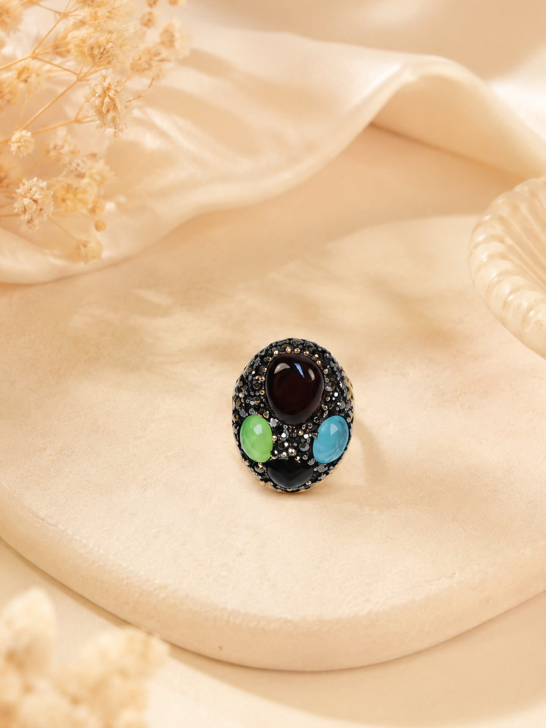 18K Gold Plated Multi-Stone Anti-Tarnish Waterproof Ring