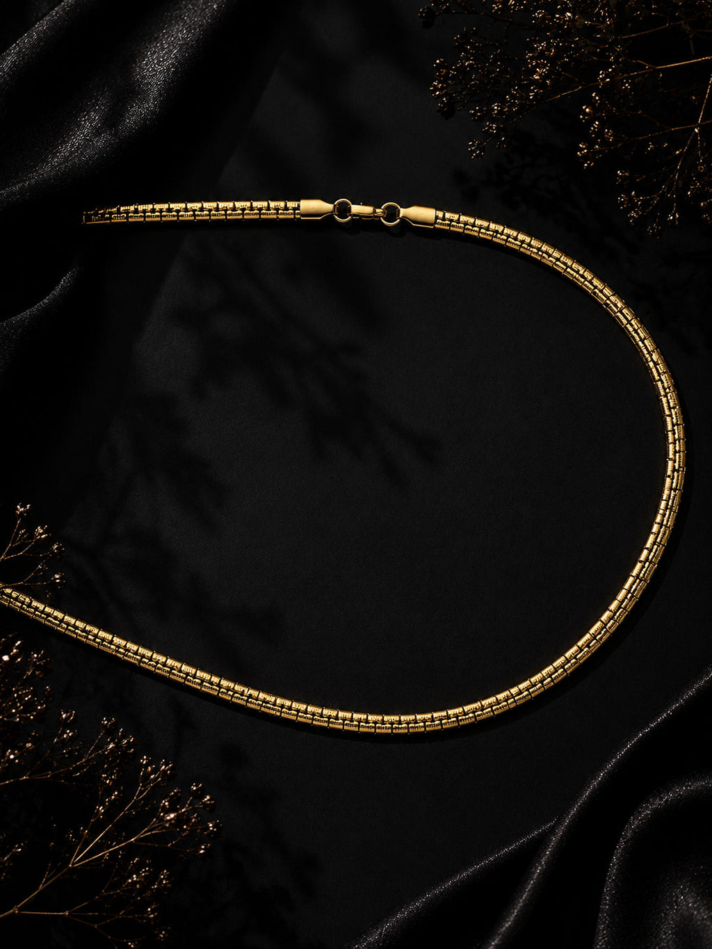 18K Gold Plated Textured Chain Anti-Tarnish Waterproof Chain for Men