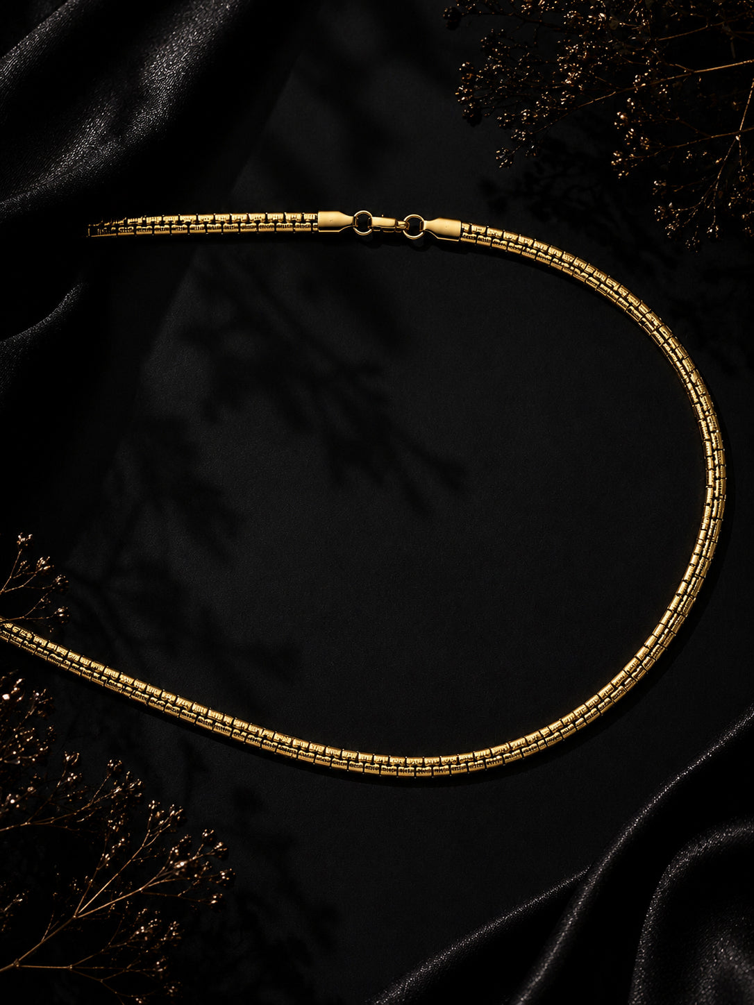 18K Gold Plated Textured Chain Anti-Tarnish Waterproof Chain for Men