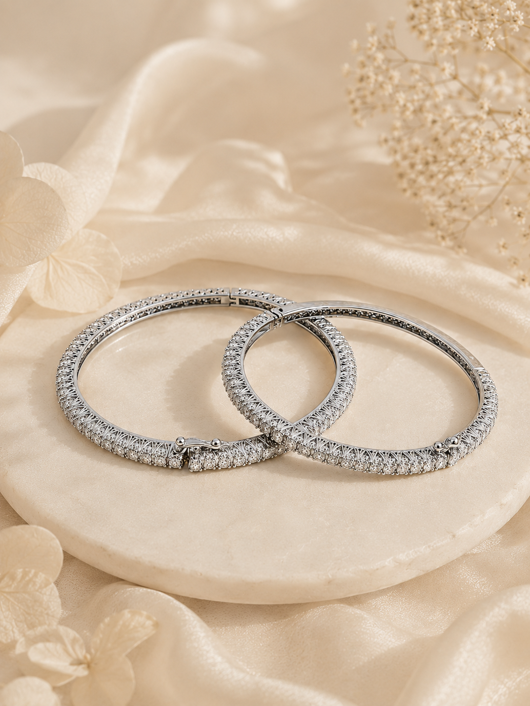 Aanura Diamond Halo Silver Bracelet