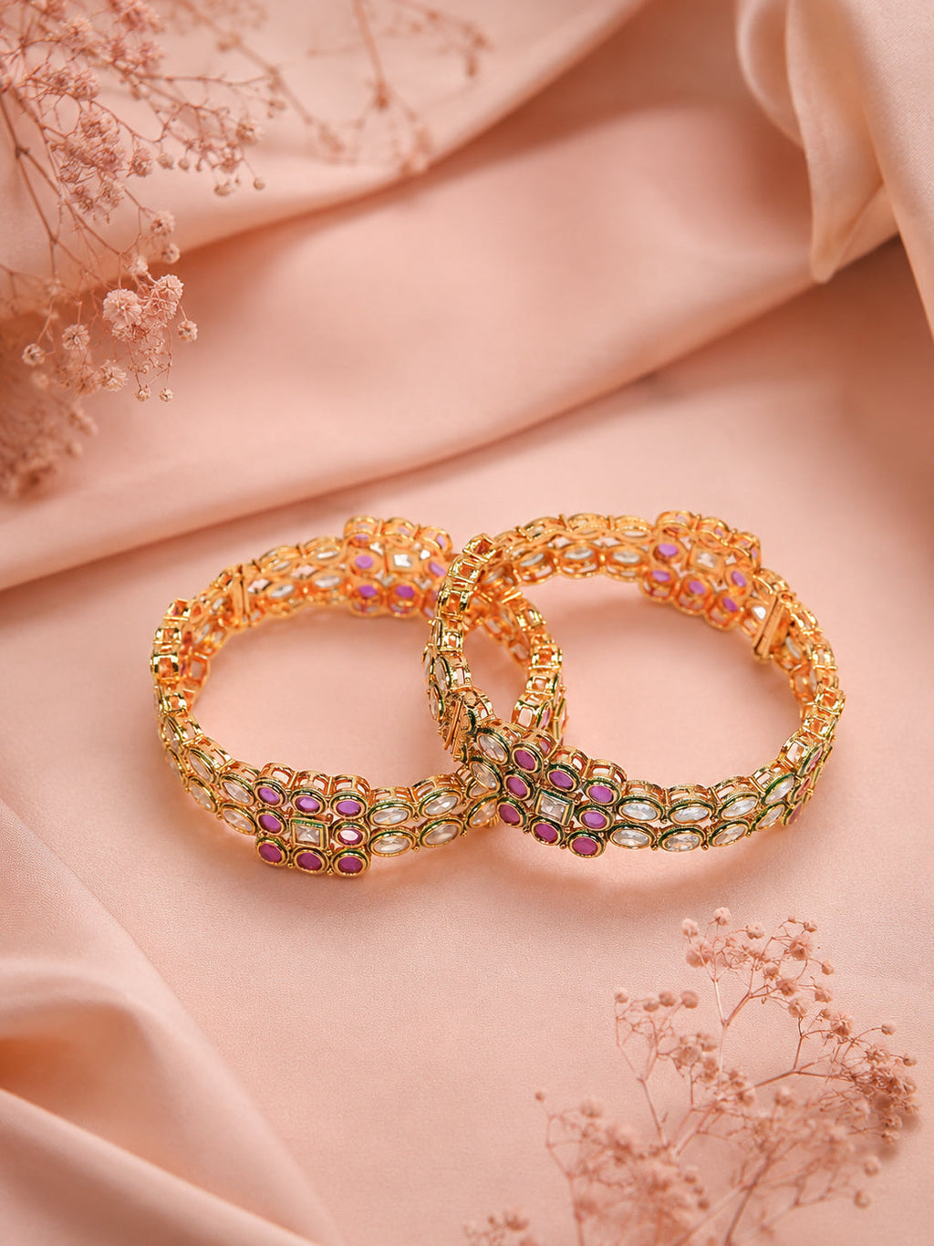 Aanura Gold Plated Regal Stone Bangle Bracelet