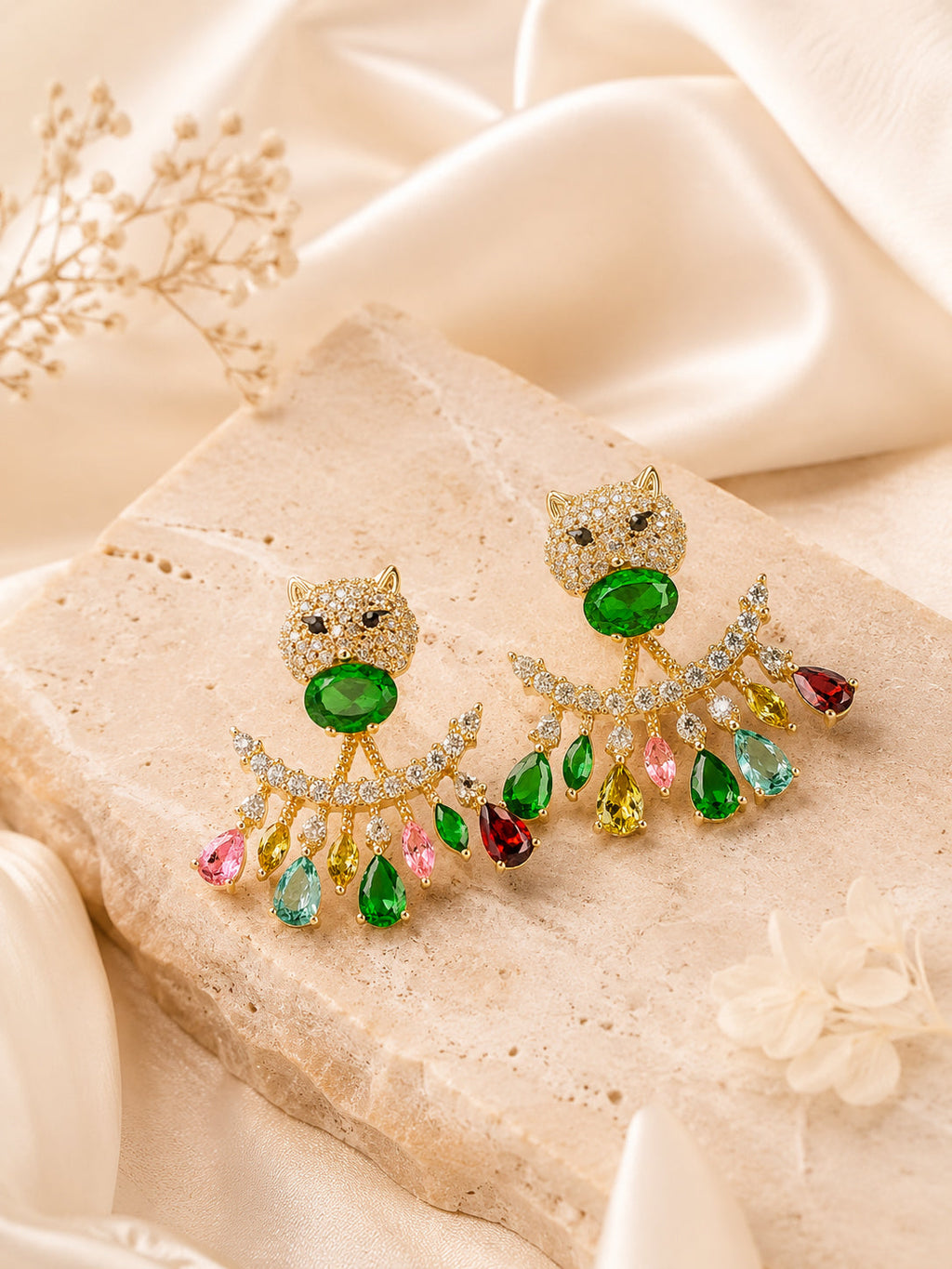 Aanura Multicolor Panther Drop Earrings