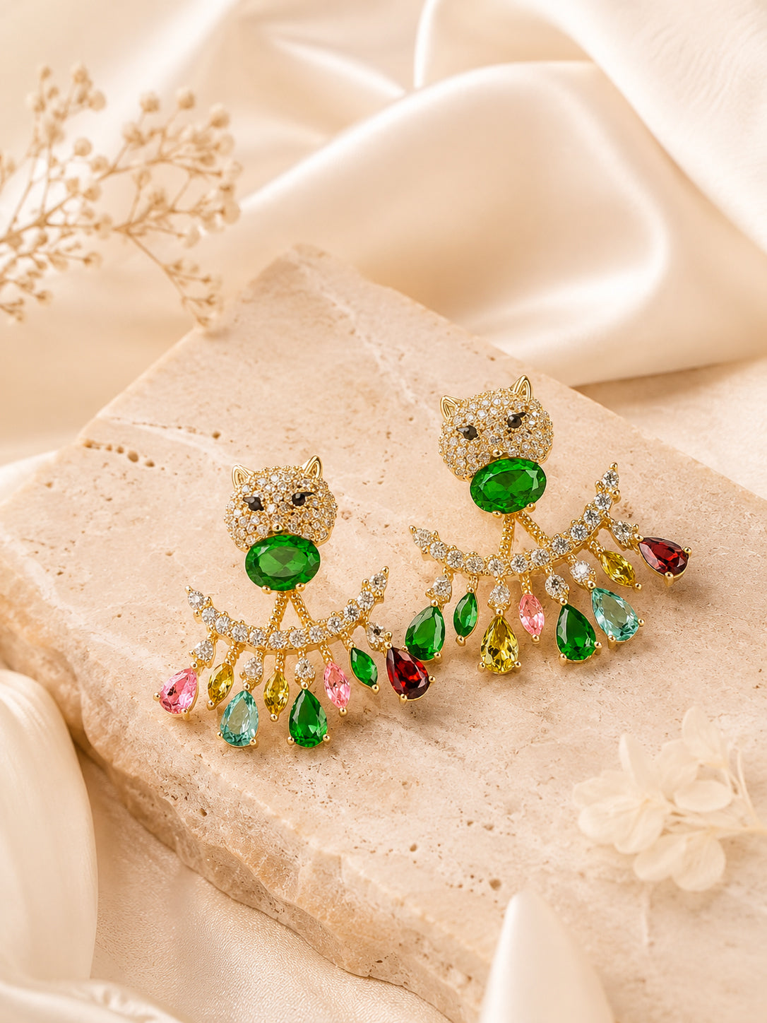 Aanura Multicolor Panther Drop Earrings