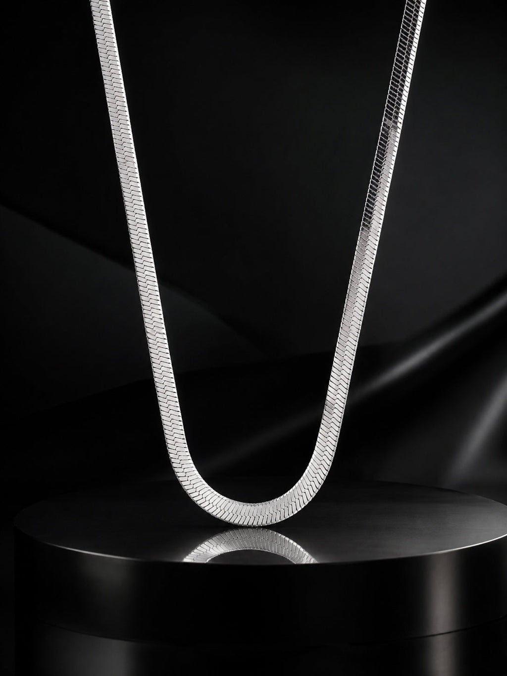 Rhodium Plated Silver Herringbone Chain for Men