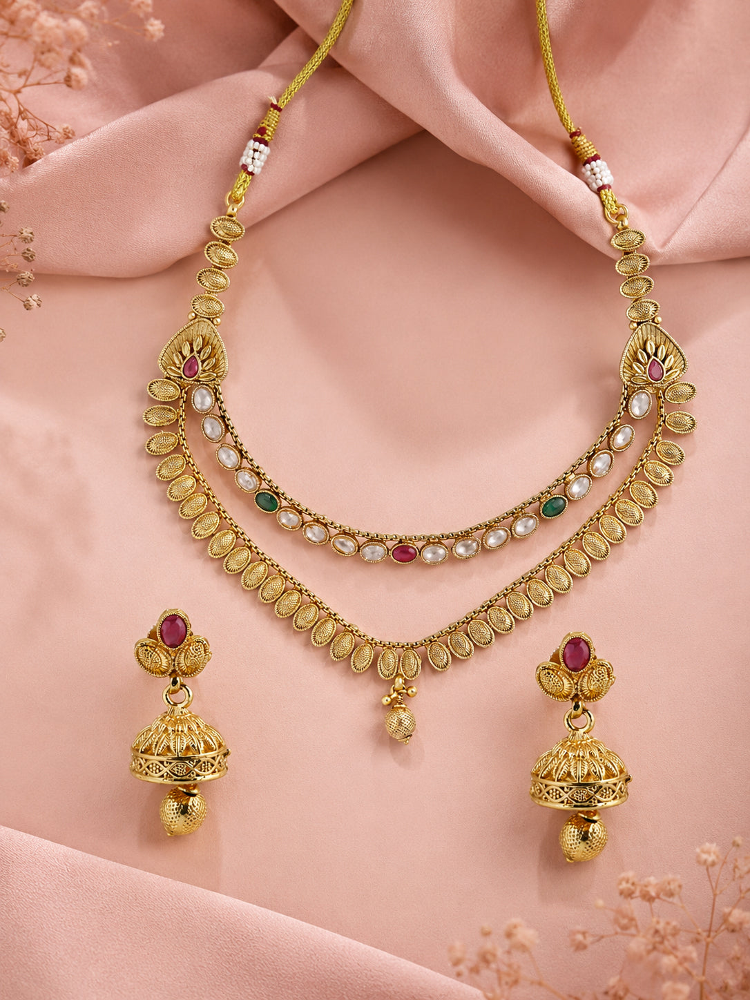 Aanura Gold Plated Dual-Layer Necklace Set