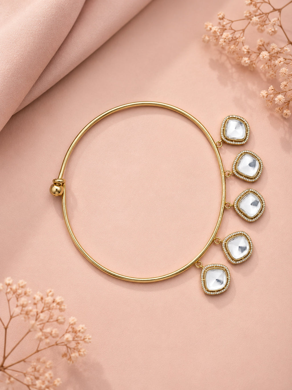 Aanura Statement Kundan Necklace with Mirror Crystals