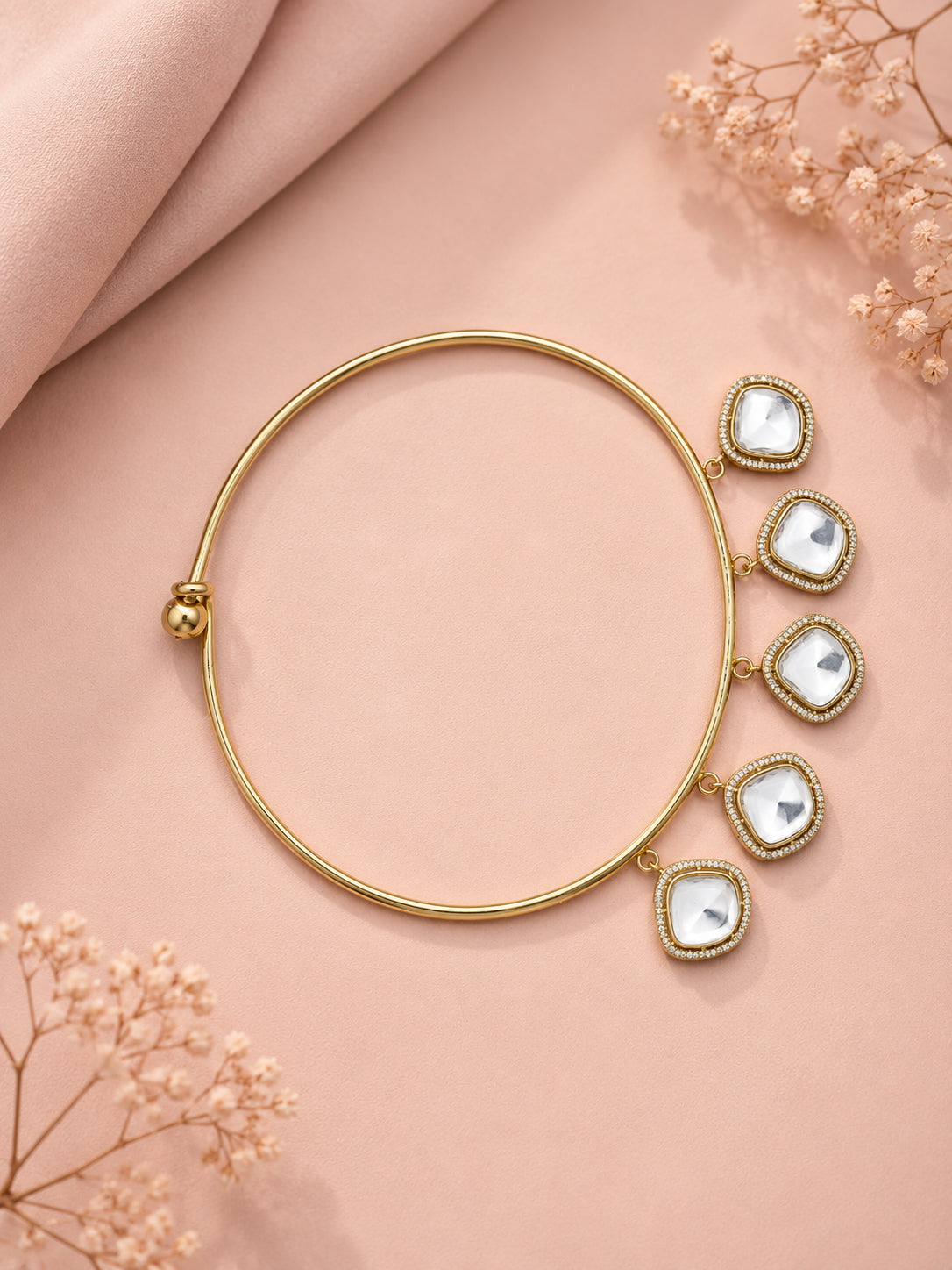 Aanura Statement Kundan Necklace with Mirror Crystals