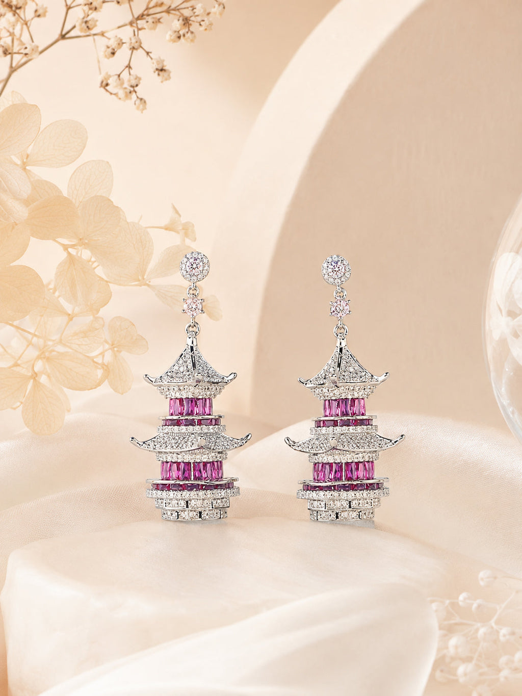 Aanura Ruby Pagoda-Inspired Statement Earrings