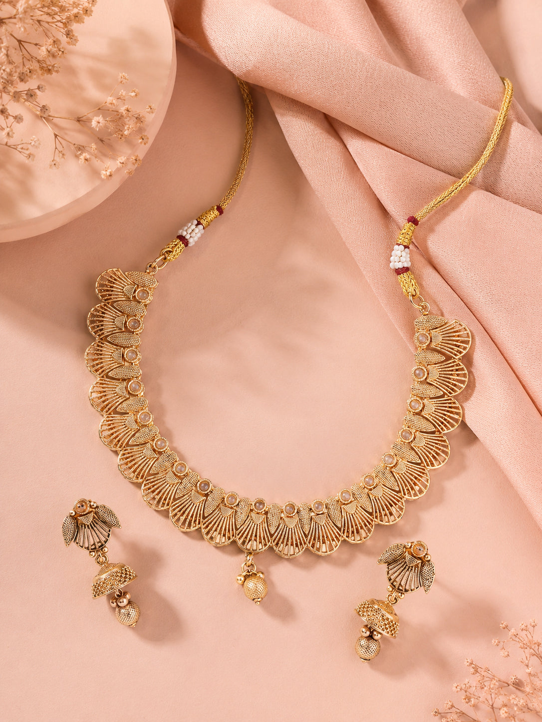 Aanura Gold Plated Scallop Necklace Set