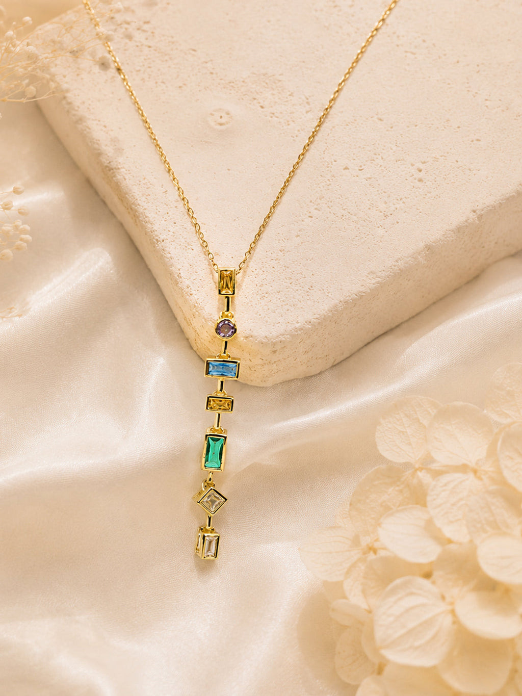 Aanura Navira Multi-Stone Linear Drop Necklace