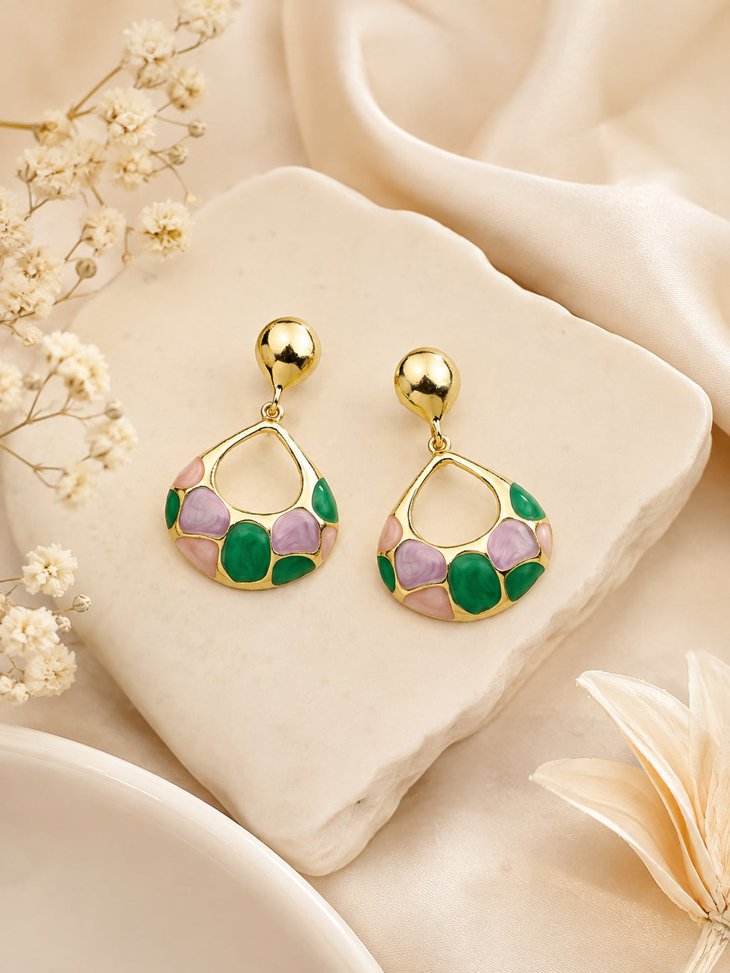 Aanura Multicolor Enamel Teardrop Earrings