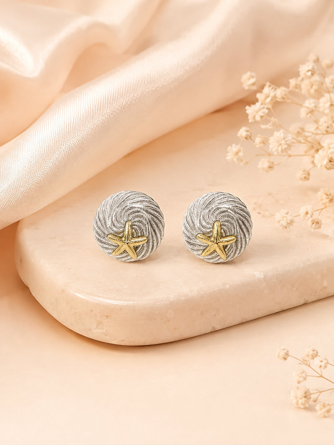Aanura Starfish Silver Swirl Earrings