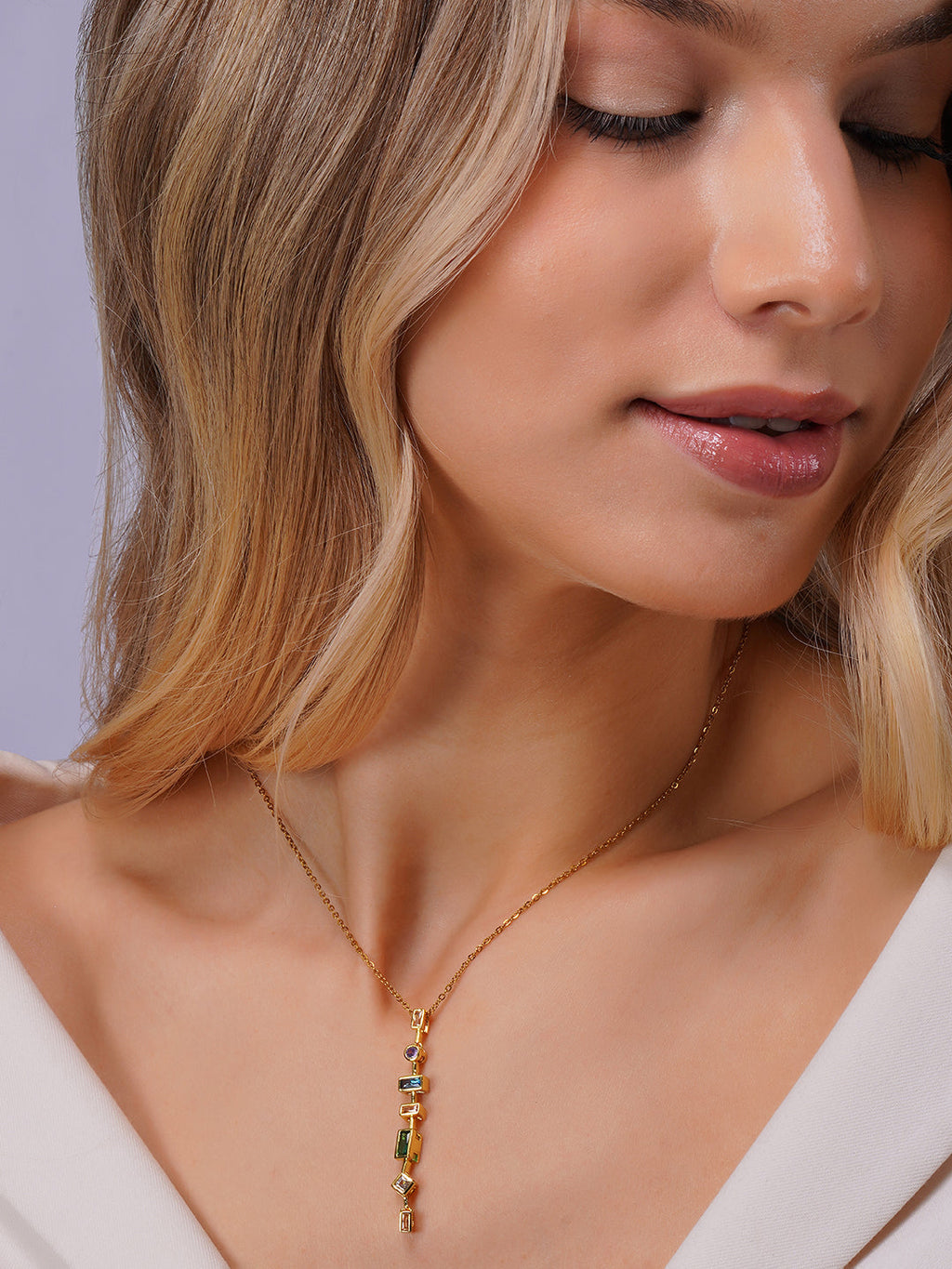 Aanura Navira Multi-Stone Linear Drop Necklace