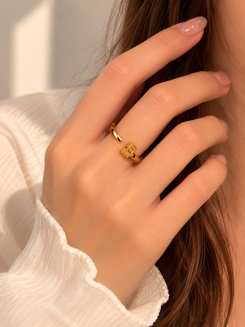 Minimal Nail Open Anti-Tarnish Waterproof Steel Ring
