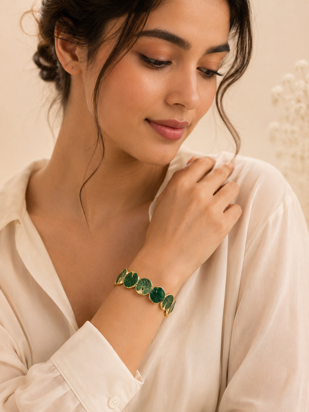 Aanura Verdant Forest Gold Enamel Bracelet