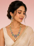 Aanura Purple Kundan Pendant Necklace & Earrings