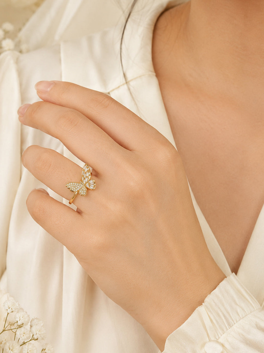18K Gold Plated Butterfly Anti-Tarnish Waterproof Ring