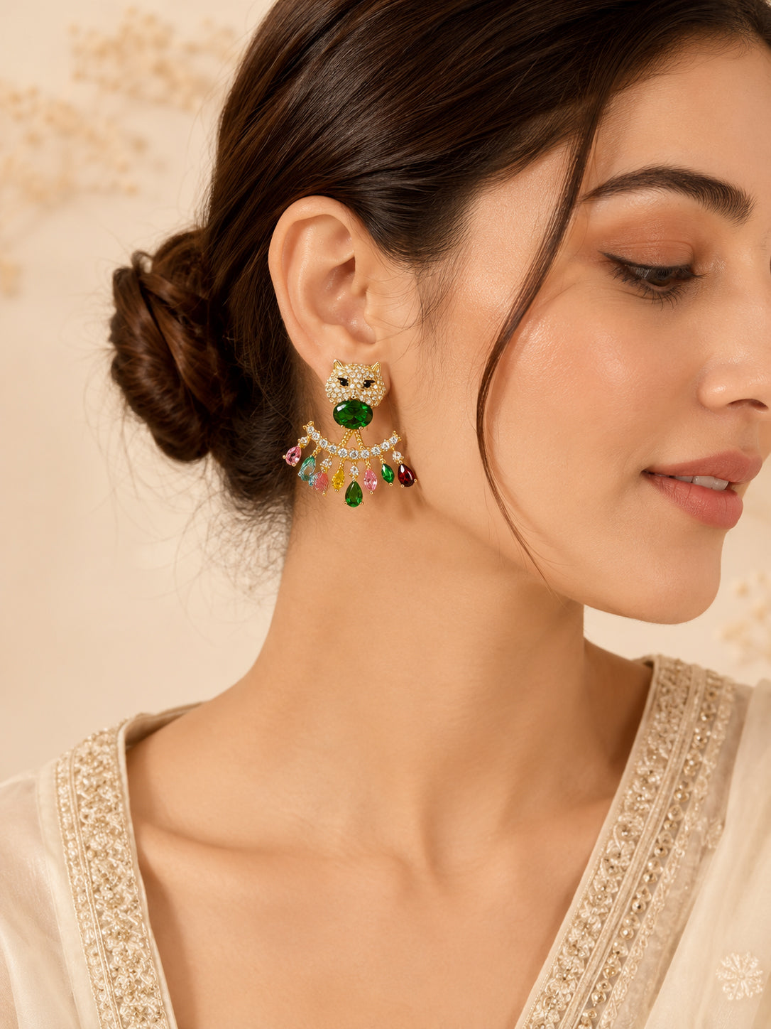 Aanura Multicolor Panther Drop Earrings