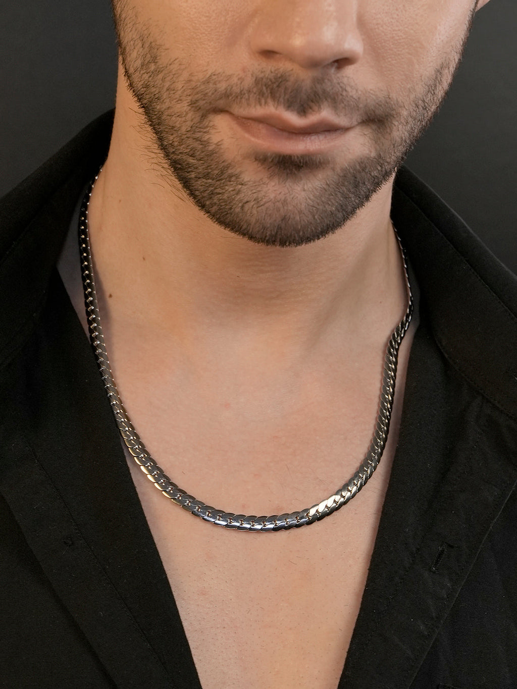 Rhodium Plating Anti Tarnish Waterproof Cuban Chain