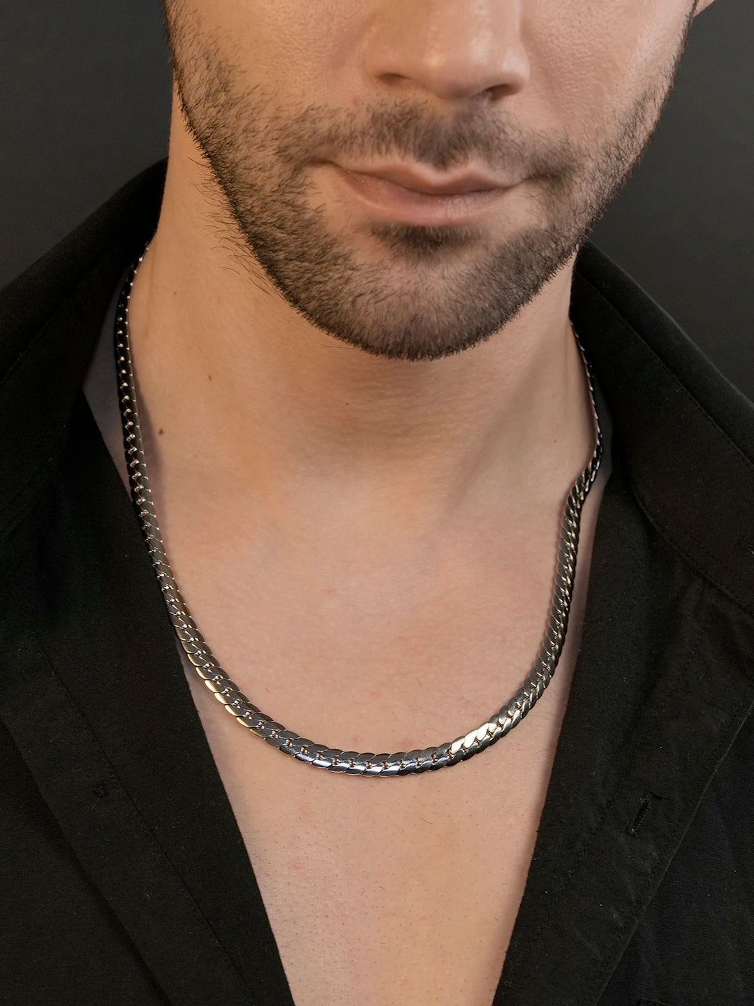 Rhodium Plating Anti Tarnish Waterproof Cuban Chain