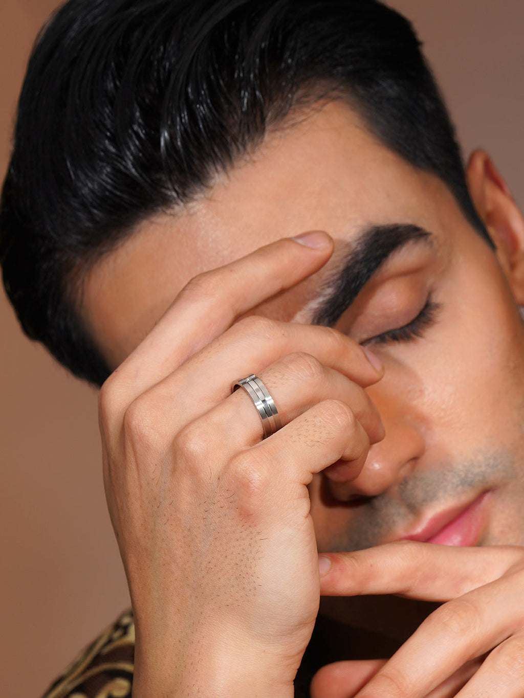 Aanura Silver-Tone Anti-Tarnish & Water-Proof Stainless Steel Ring For Men's