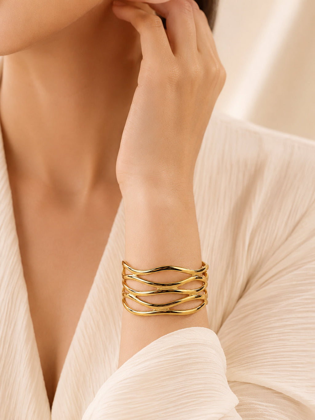 Aanura Golden Wave Cuff Bracelet