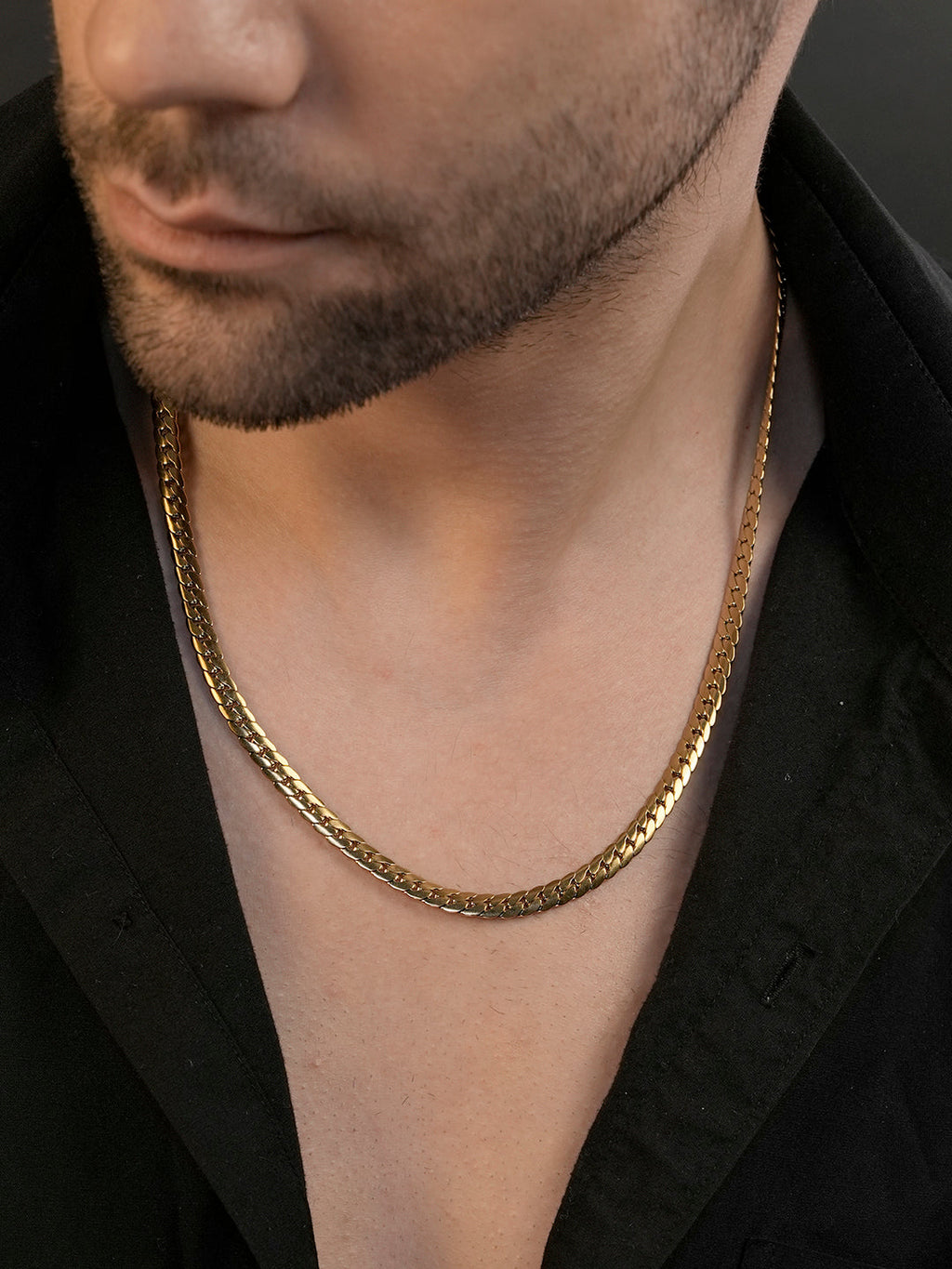 18K Gold Plated Cuban Link Anti-Tarnish Waterproof Chain for Men