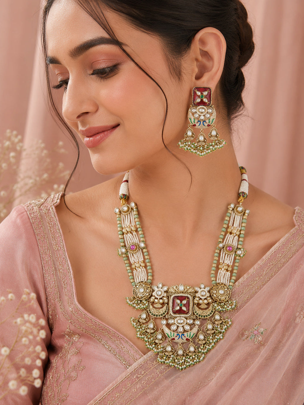 Aanura Rajasthani Meenakari Kundan Choker Necklace