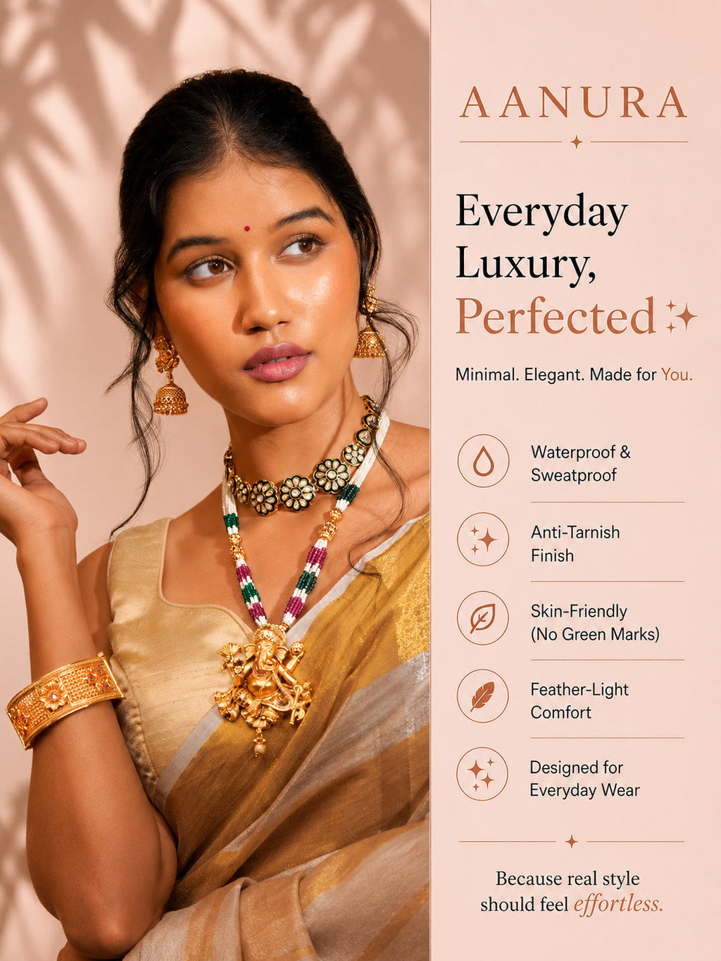 Aanura Gold Plated Royal Enamel Stone Bangle