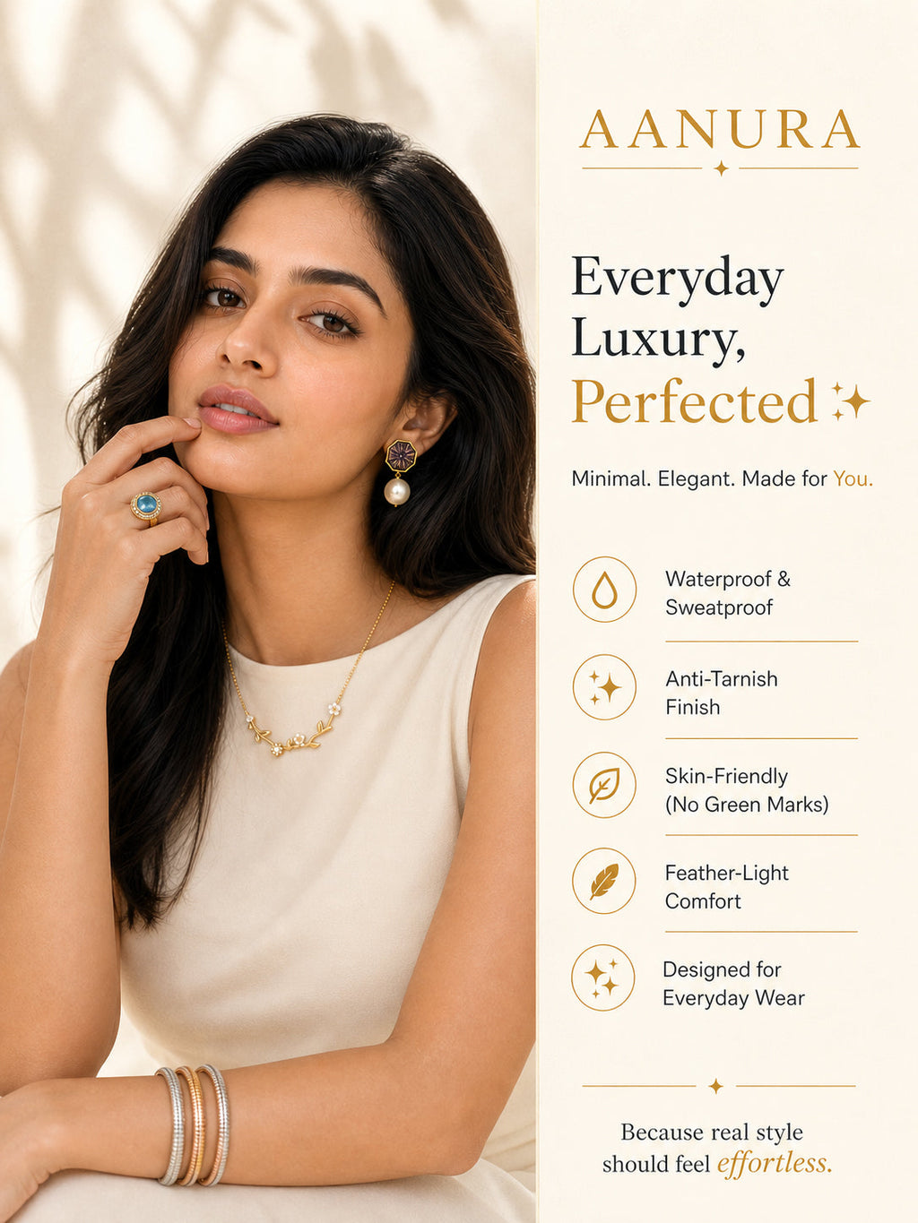 Aanura Green Teardrop Floral Dangle Earrings