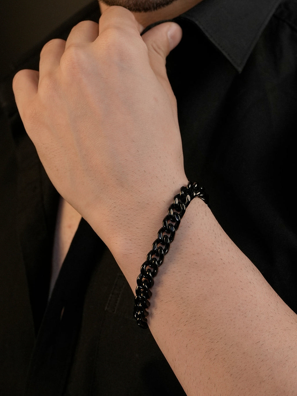 Black Plated Anti Tarnish Waterproof Curb Bracelet