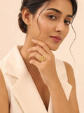 18K Gold Plated Golden Crystal Compass Ring