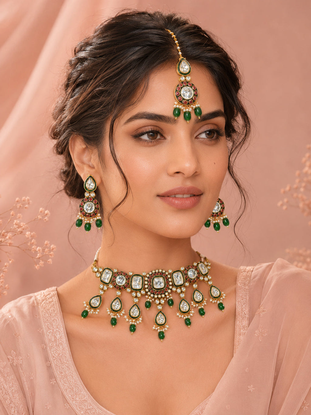 Aanura Gold Plated Traditional Necklace & Earring Set