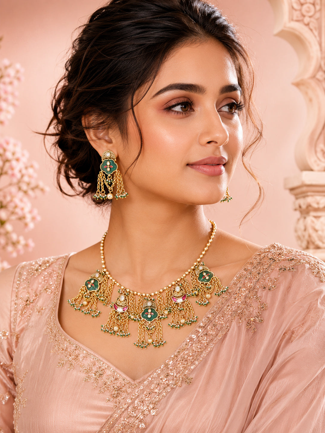 Aanura Heritage Layered Tassel Necklace Set