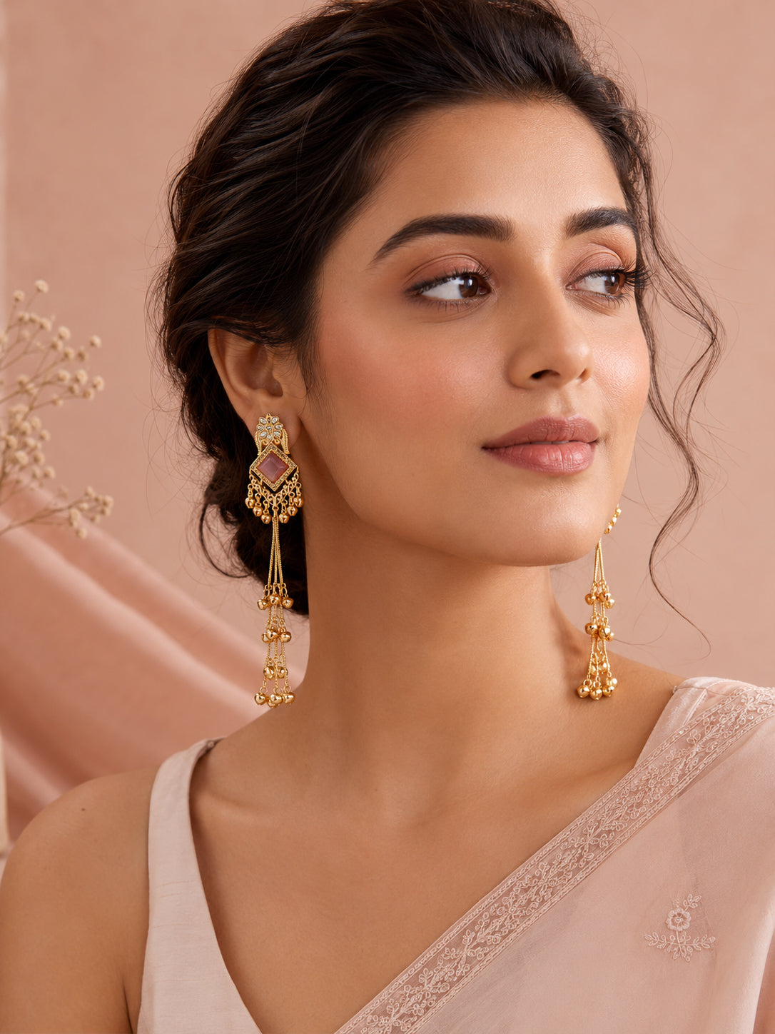 Aanura Gold Plated Royal Drop Jhumka Earrings