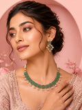 Aanura Green Beaded Choker Necklace Set with Earrings