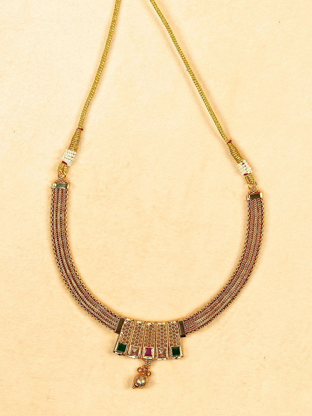Aanura Gold Plated Layered Necklace & Earring Set