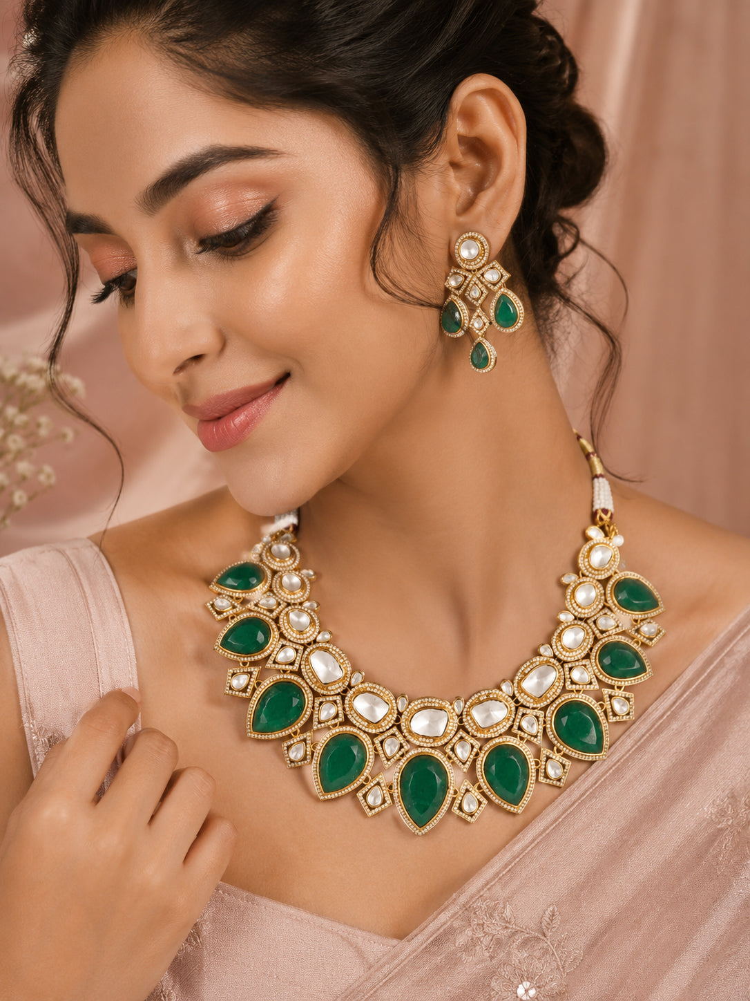 Aanura Grand Red Bridal Necklace with Kundan Embellishments