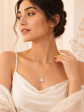 18K Gold Plated White Crystal Pendant Necklace