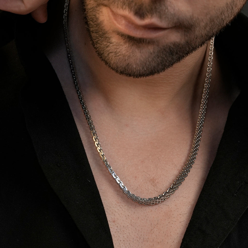 Rhodium Plating Waterproof Anti Tarnish Weave Chain