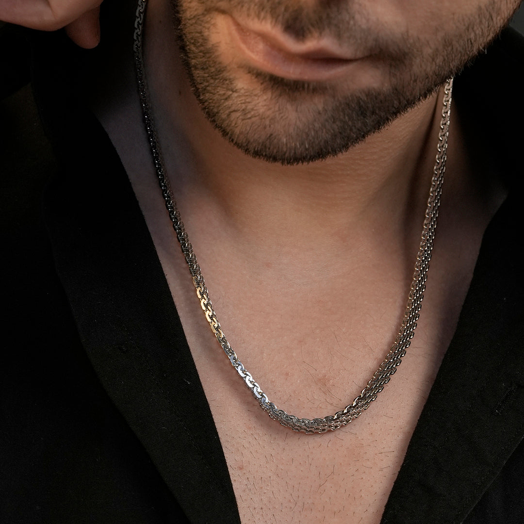 Rhodium Plating Waterproof Anti Tarnish Weave Chain