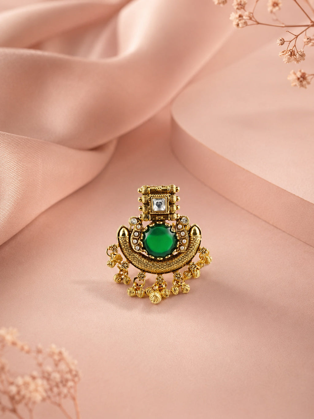 Aanura Ornate Crescent Adjustable Statement Ring