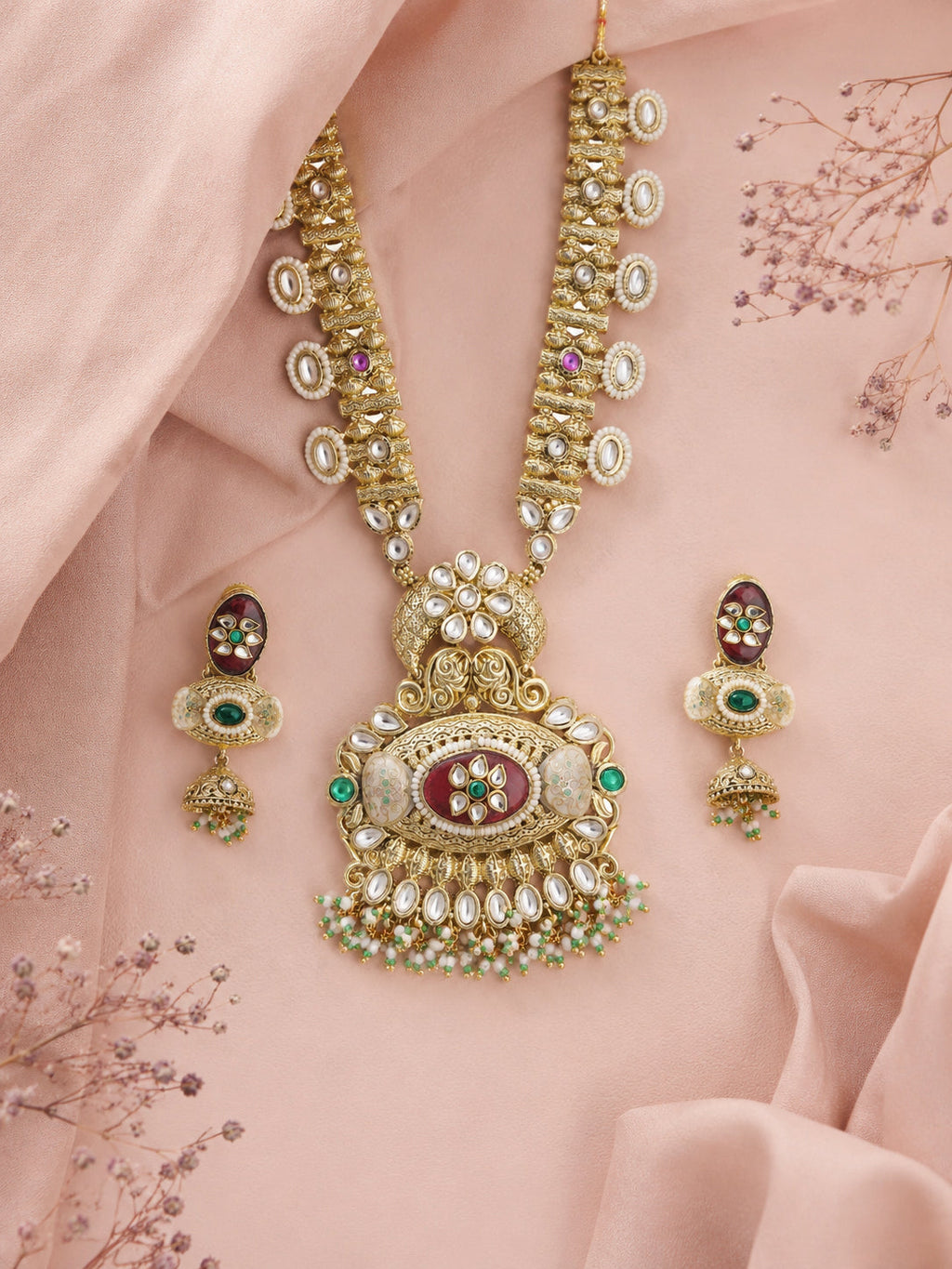 Aanura Antique Rani Haar with Kundan & Pearl Pendant