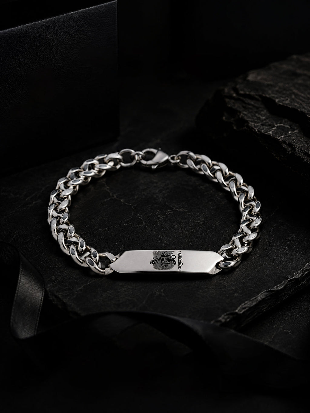 Rhodium Plating Anti Tarnish waterproof ID Plate Band