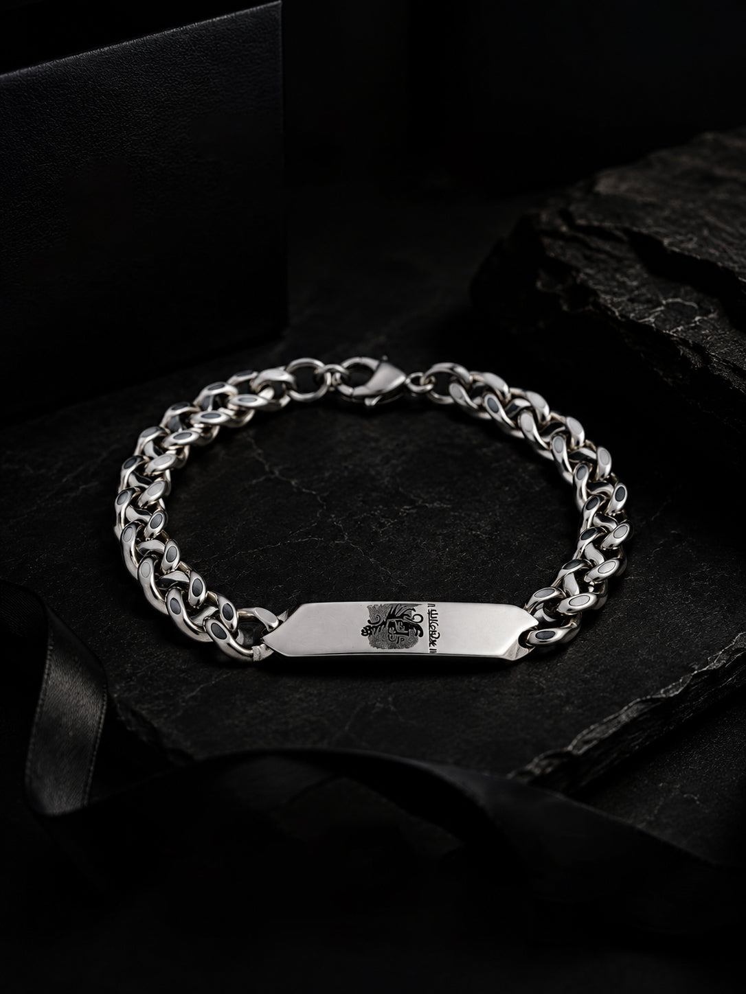 Rhodium Plating Anti Tarnish waterproof ID Plate Band