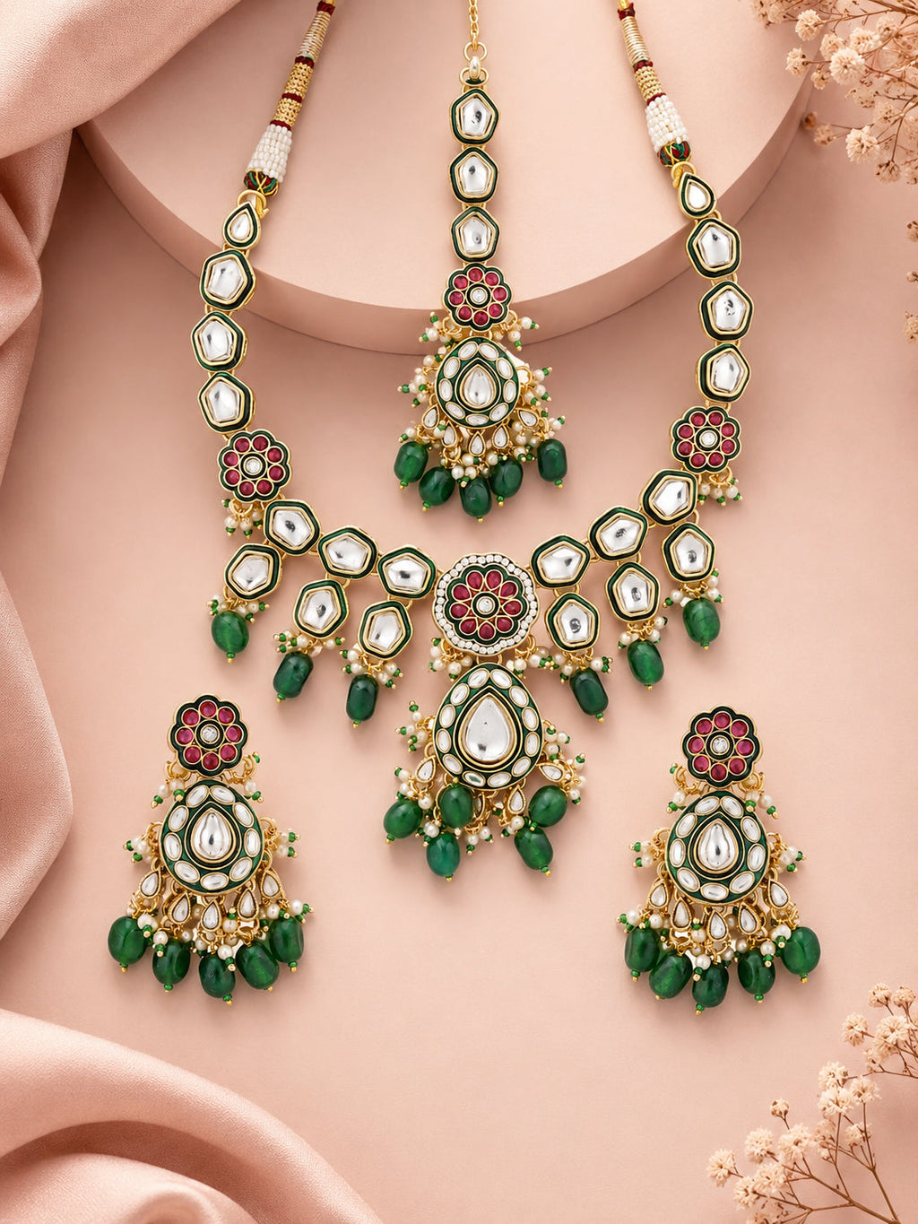 Aanura Gold Plated Traditional Necklace Set