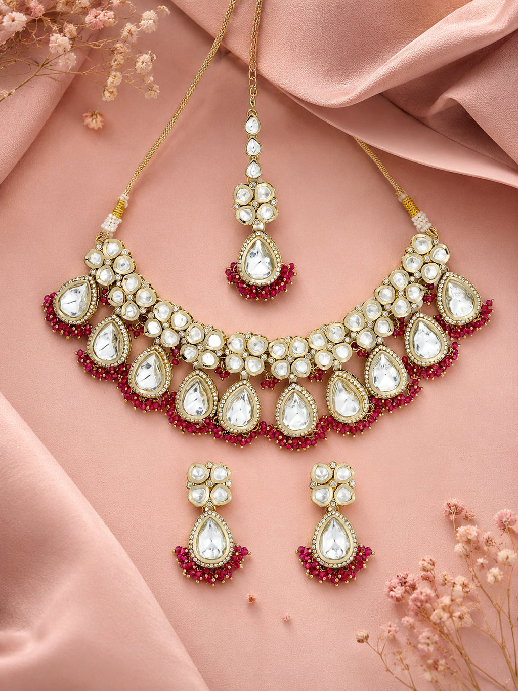 Aanura Polki Kundan Bridal Choker Set with Earrings