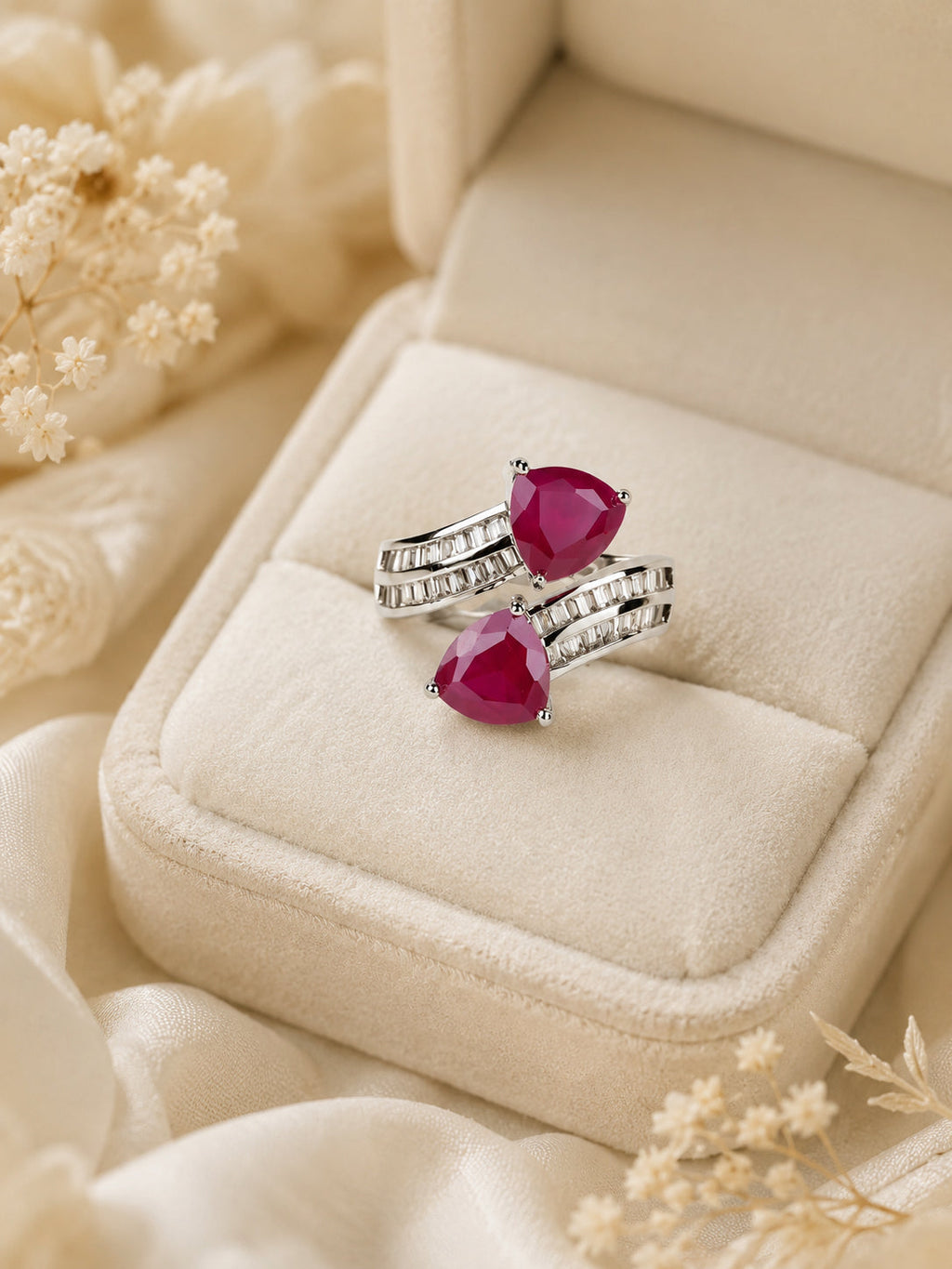 Rhodium Plated Radiant Gemstone Anti-Tarnish Waterproof Ring
